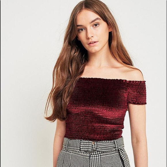 Urban Outfitters Tops - Urban Outfitters Off The Shoulder Velvet Crop Top